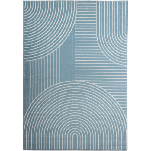Tapis Chambre 80x150 Tissé Bleu Rectangle Motif Géométrique Lyn49 Arcrol