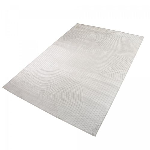 Tapis Salon 200x290 Tissé En Viscose Taupe Et Crème Rectangle Motif Abstrait Olan