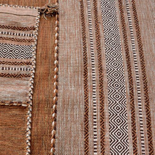 Tapis Kilim 80x150 Rectangle Fait Main En Coton Marron Et Beige