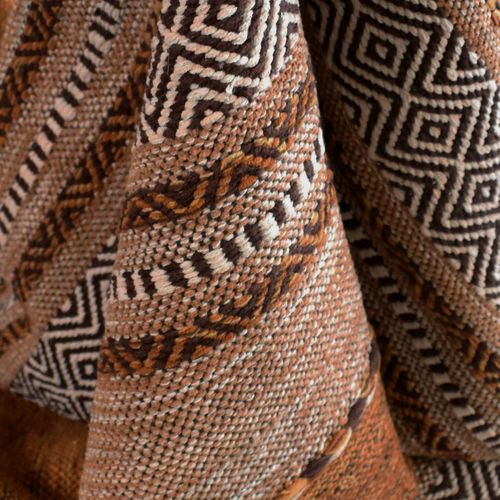 Tapis Kilim 80x150 Rectangle Fait Main En Coton Marron Et Beige