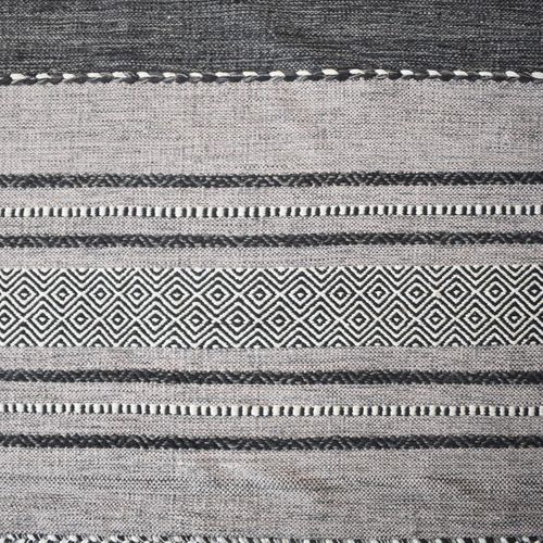 Tapis Kilim 120x170 Rectangle Fait Main En Coton Gris Et Noir Motif Ethnique