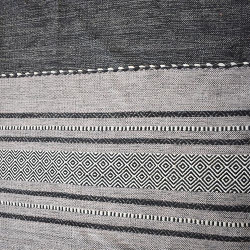 Tapis Kilim 120x170 Rectangle Fait Main En Coton Gris Et Noir Motif Ethnique