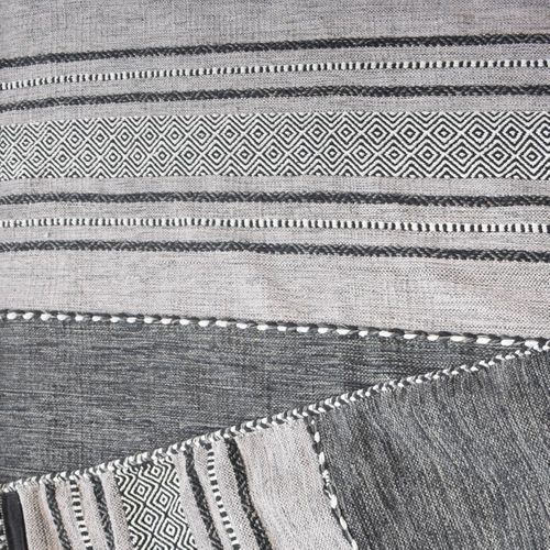 Tapis Kilim 200x290 Rectangle Fait Main En Coton Gris Et Noir Motif Ethnique