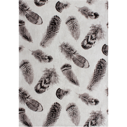 Tapis Salon 120x170 Plumes Gris , Tapis En Coton