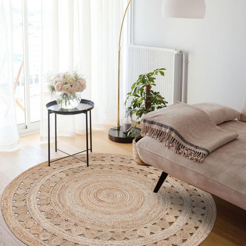 Tapis Rond 80x80 Rond Jt Rondi à Beige , Tapis Jute Artisanal