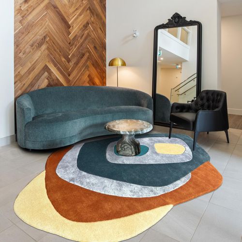 Tapis Salon 200x290 Circlar Multicolore , Tapis En Laine Et Viscose Pour Un Aspect Doux Et Soyeux