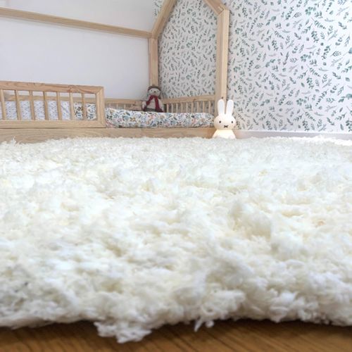 Tapis Longs Poils Shaggy Fait à La Main Motif Uni Superdoux