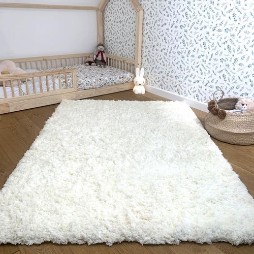 Tapis Longs Poils Shaggy Fait à La Main Motif Uni Superdoux