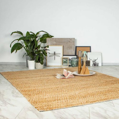 Tapis Grand Salon 200x290 Tissé à La Main En Jute Lyn47 Jute à Beige