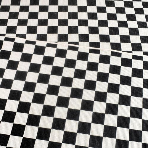 Tapis Extérieur, Kilim Reversible 120x170 Motif Damier à Reversible Noir Et Blanc