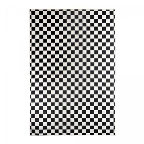 Tapis Extérieur, Kilim Reversible 200x290 Motif Damier à Reversible Noir Et Blanc