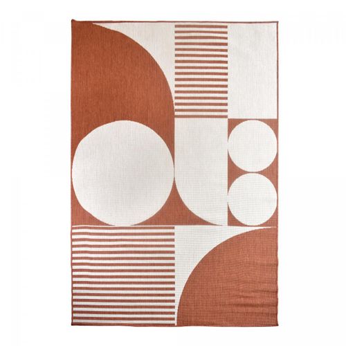 Tapis Extérieur, Kilim Reversible 200x290 Bi Reversible Terracota Et Crème