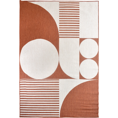 Tapis Extérieur, Kilim Reversible 200x290 Bi Reversible Terracota Et Crème