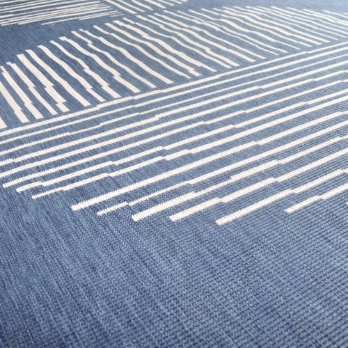 Tapis Extérieur, Kilim Reversible 120x170 Av Reversible Bleu Et Crème