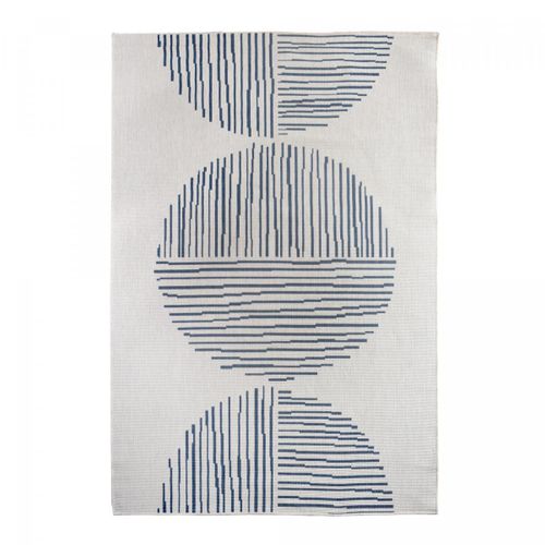 Tapis Extérieur, Kilim Reversible 200x290 Av Reversible Bleu Et Crème