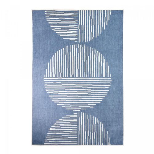 Tapis Extérieur, Kilim Reversible 200x290 Av Reversible Bleu Et Crème