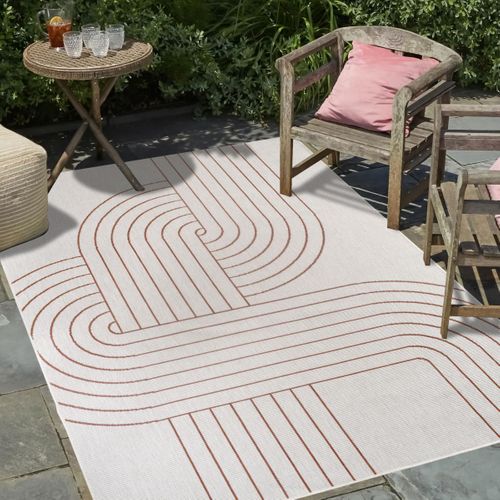 Tapis Extérieur, Kilim Reversible 200x290  Bb Reversible Terracota Et Crème