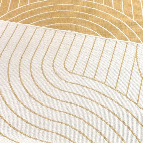 Tapis Extérieur, Kilim Reversible 120x170 Bc Reversible Jaune Et Crème