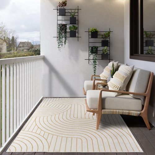 Tapis Extérieur, Kilim Reversible 160x230 Bc Reversible Jaune Et Crème