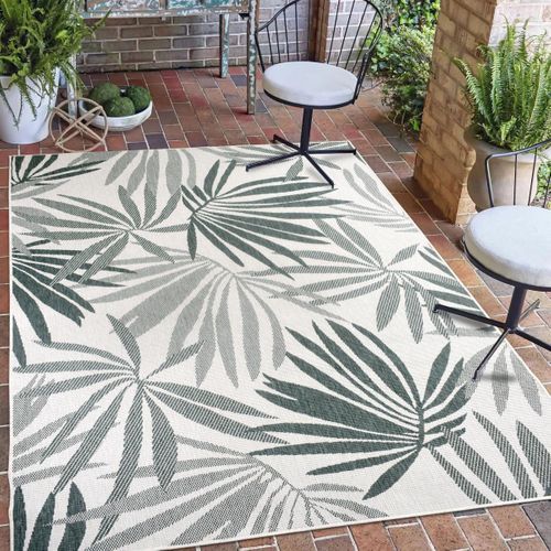 Tapis Extérieur, Kilim Reversible 120x170 Ag Reversible Vert Et Crème