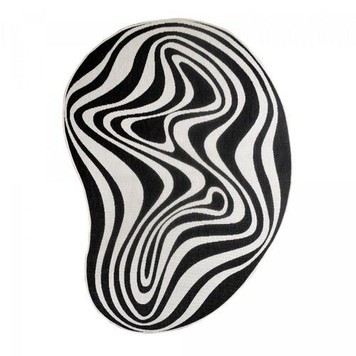 Tapis Rond D'extérieur, Kilim Reversible 160x230 Al Reversible Noir Et Blanc