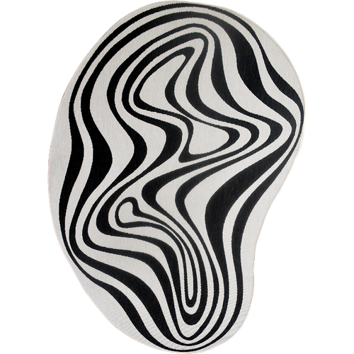 Tapis Rond D'extérieur, Kilim Reversible 200x290 Al Reversible Noir Et Blanc