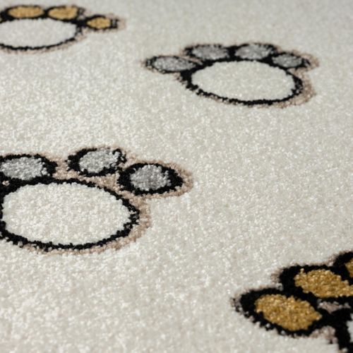 Tapis Enfant 40x60 Rectangle Tissé Crème Motif Animaux Sweetlion