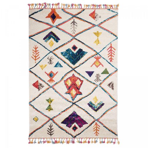 Tapis Berbère 280x380 Tissé Motifs Tribaux Lyn5 Ourika C Blanc