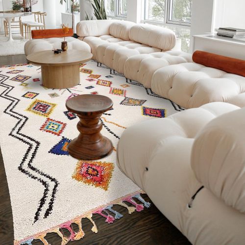 Tapis Berbère 240x340 Tissé Motif Ethnic Lyn5 Ourika E Ivoire