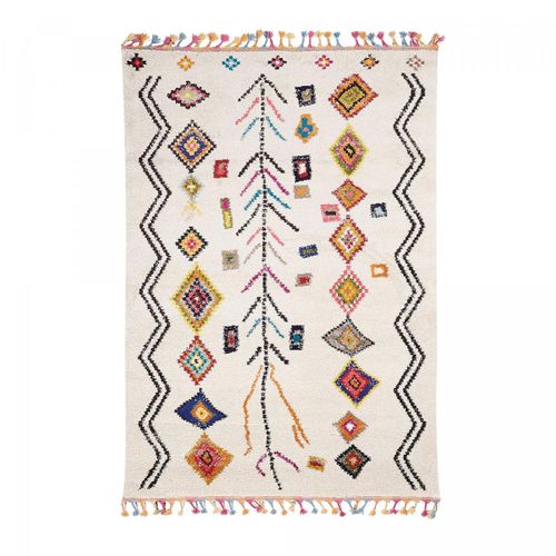 Tapis Berbère 280x380 Tissé Motif Ethnic Lyn5 Ourika E Ivoire