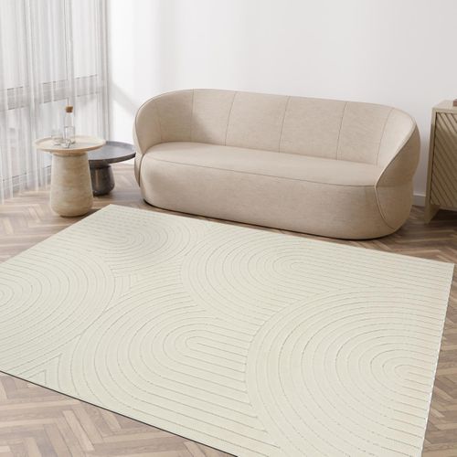 Tapis Intérieur Extérieur 80x150 En Relief Lyn14 Arc6el Crème Ton Sur Ton