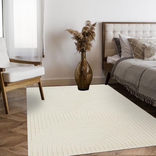 Tapis Intérieur Extérieur 80x150 En Relief Lyn14 Arc6el Crème Ton Sur Ton