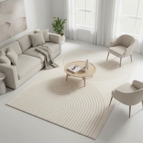 Tapis Salon Demilu 120x160 Cm Crème - Tapis Chambre Doux Et Soyeux