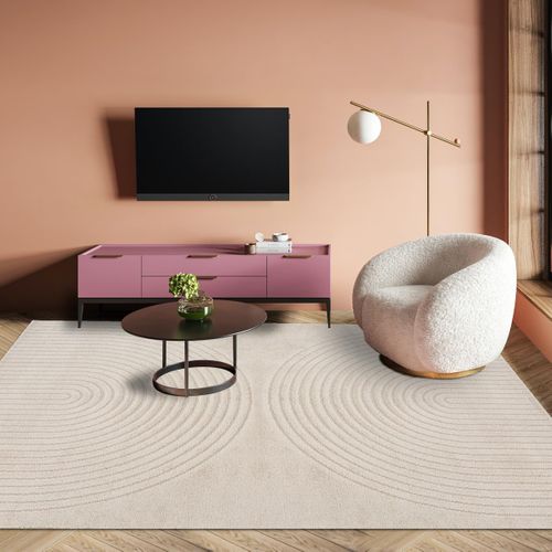 Tapis Salon Demilu 160x220 Cm Beige - Tapis Chambre Doux Et Soyeux