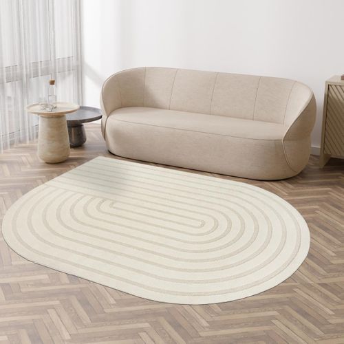 Tapis Salon Lyn9 Spiratro 160x230 Cm Crème - Tapis Forme Original En Relief