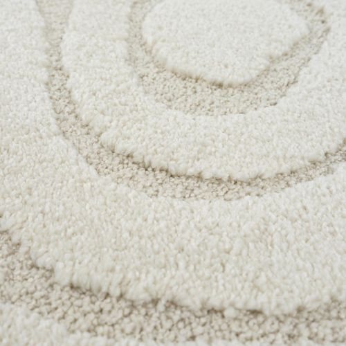 Tapis Rond Lyn9 Spiratri ∅ 120 Cm Crème Tapis Facile D'entretien Idéal Pour L'entrée
