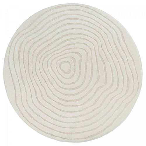 Tapis Rond Lyn9 Spiratri ∅ 120 Cm Crème Tapis Facile D'entretien Idéal Pour L'entrée