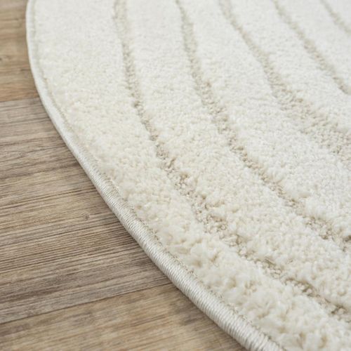 Tapis Rond Lyn9 Spiratri ∅ 120 Cm Crème Tapis Facile D'entretien Idéal Pour L'entrée