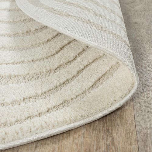 Tapis Rondlyn9 Spiratri  ∅ 200 Cm Crème Tapis Facile D'entretien Idéal Pour Le Salon