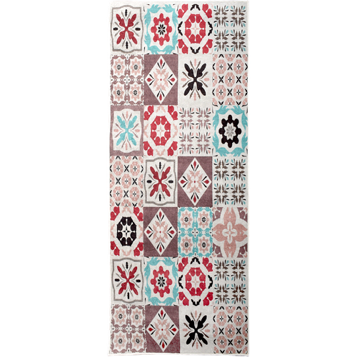 Tapis De Couloir 80x240 Rouge Et Bleu , Facile D'entretien Lyn11 Caroment B