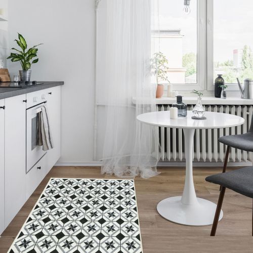 Tapis De Cuisine 50x80 Noir , Facile D'entretien Lyn11 N et B