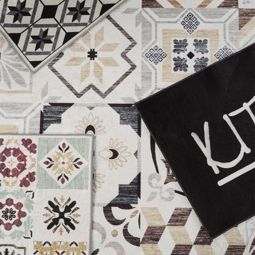 Tapis De Cuisine 50x80 Noir , Facile D'entretien Lyn11 N et B