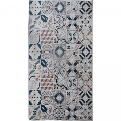 Tapis De Cuisine 50x180 Marron Et Bleu , Facile D'entretien Lyn11 Caroment A