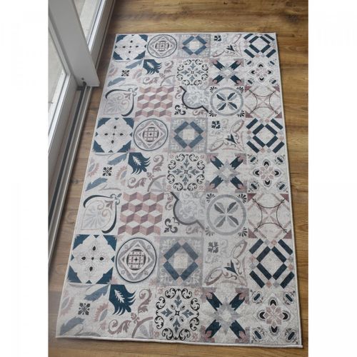 Tapis De Salon 130x200 Marron Et Bleu , Facile D'entretien Lyn11 Caroment A