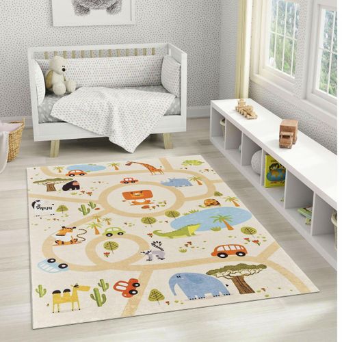 Tapis Enfant 160x230 Lyn11 Gps, Rose, Très Doux Et Facile D'entretien
