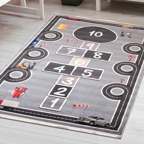 Tapis Enfant 80x150 Marel Gris, Très Doux Et Facile D'entretien