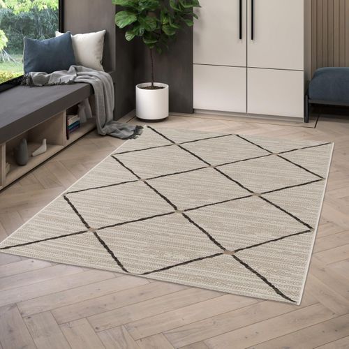 Tapis Extérieur 120x170 Tissé Kilim Gris Et Noir Enanta 2