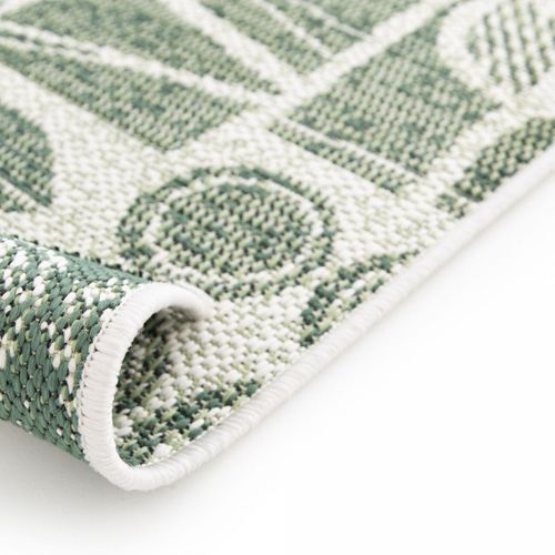 Tapis Extérieur 80x150 Tissé Kilim Vert Et Crème Casada 1