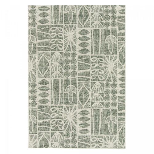 Tapis Extérieur 80x150 Tissé Kilim Vert Et Crème Casada 1