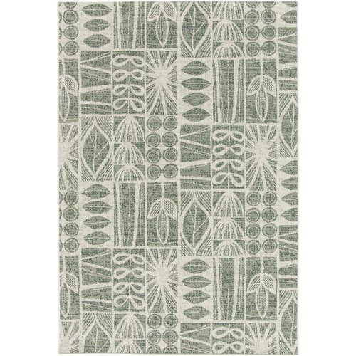 Tapis Extérieur 80x150 Tissé Kilim Vert Et Crème Casada 1